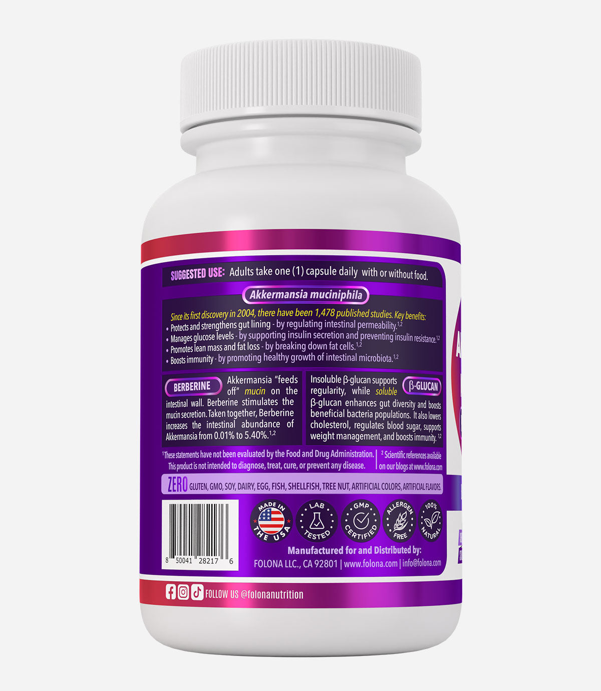 Akkermansia with Berberine and Oat beta-glucan