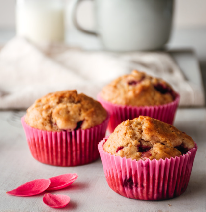 Strawberry Pea Protein Muffins